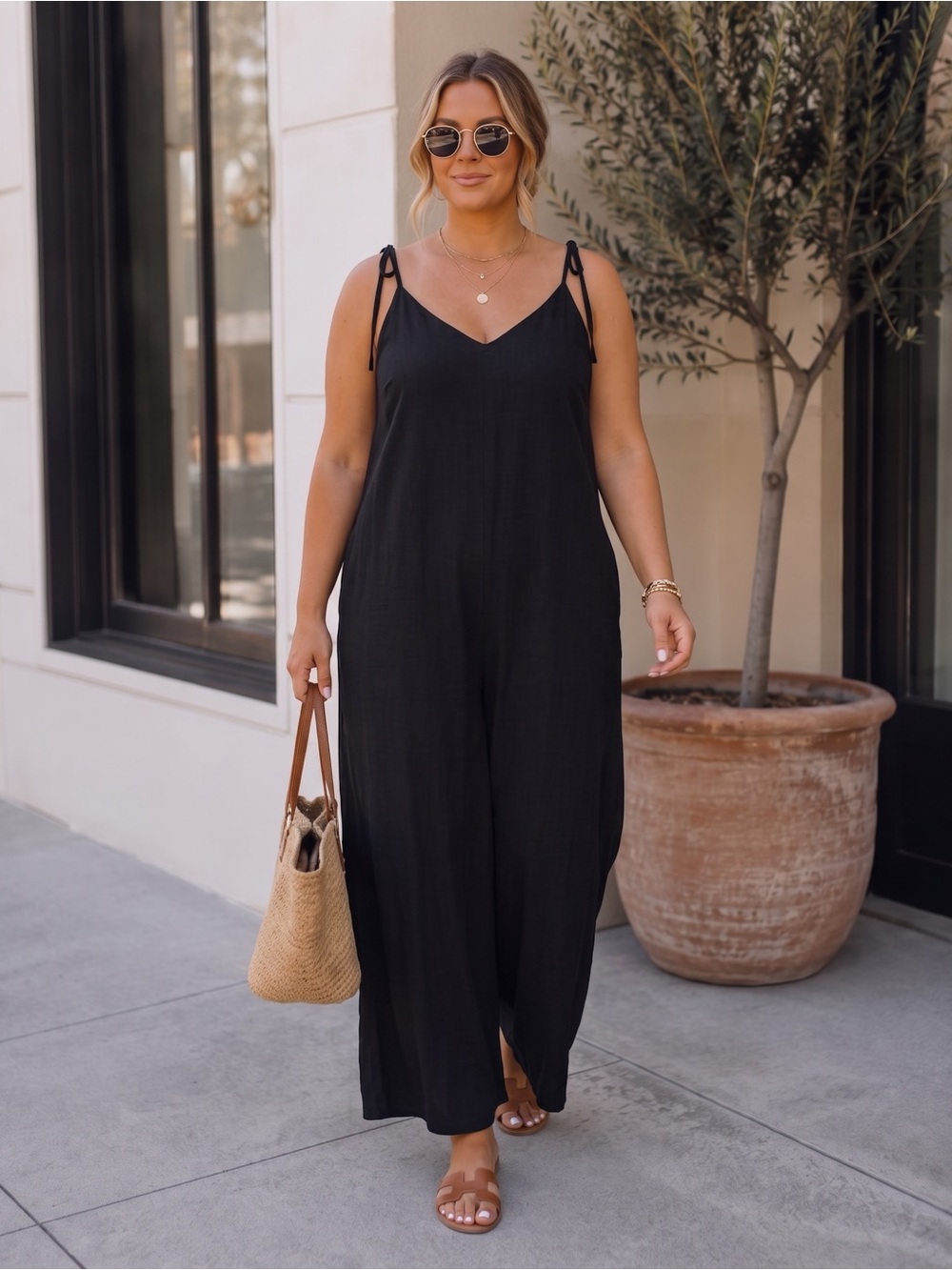 OLD NAVY Flowy Wide Leg Tie Strap Jumpsuit